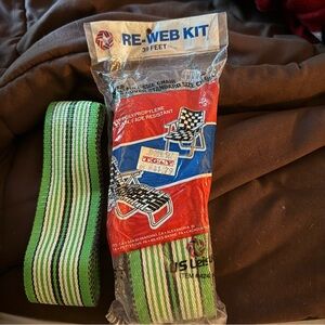 Vintage Wellington Re-Web Kit Green, White and Black Stripes 39 Feet